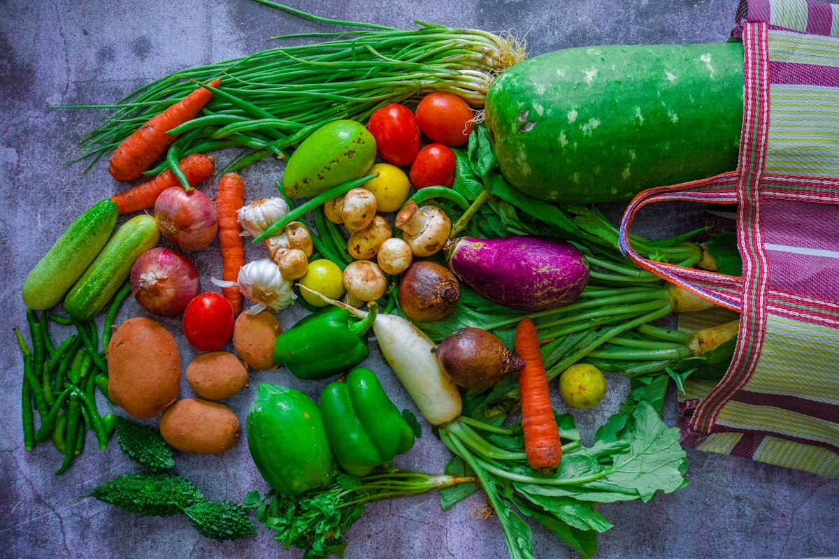 Fresh leafy greens and vegetables